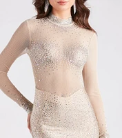 Tate Rhinestone Mesh Party Dress