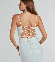 Sienna Formal Sequin Lace-Up Midi Dress