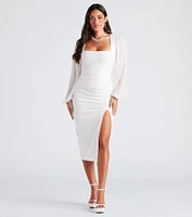Marjorie Formal Chiffon Sleeve Midi Dress