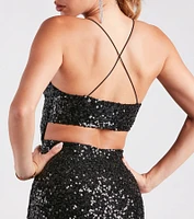Allie Formal Sequin Open Back Dress