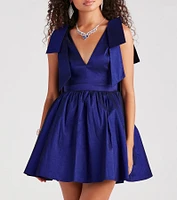 Mayva Taffeta Bow A-Line Short Dress