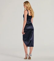 Samantha Formal Satin Midi Dress