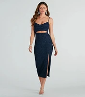 Robyn Formal Glitter Cutout Midi Dress