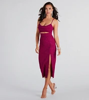 Robyn Formal Glitter Cutout Midi Dress