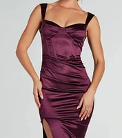 Marnie Formal Satin Corset Midi Dress