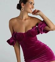 Rachael Velvet Faux Pearl Party Dress