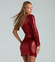 Kat Sequin One Shoulder Mini Dress