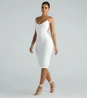 Graciela Formal Ruched Strappy Midi Dress