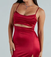 Seona Formal Satin Midi Dress