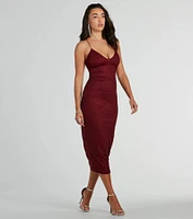 Lynn Strappy Back Glitter Midi Formal Dress