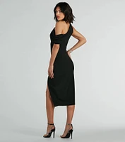 Jullian Formal Crepe Off-The-Shoulder Midi Dress