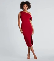 Jullian Formal Crepe Off-The-Shoulder Midi Dress