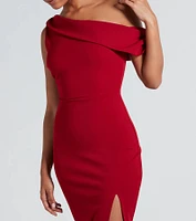 Jullian Formal Crepe Off-The-Shoulder Midi Dress