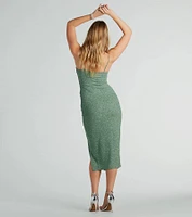 Kim Cowl Neck Bodycon Glitter Midi Dress