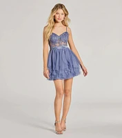 Jodie Corset Ruffle Tulle Skater Party Dress