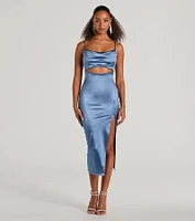 Seona Formal Satin Midi Dress