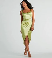 Samantha Formal Satin Midi Dress