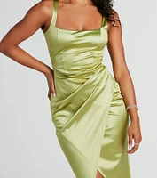 Samantha Formal Satin Midi Dress