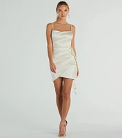 Josie Ruffle Detail Satin Mini Dress