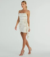 Josie Ruffle Detail Satin Mini Dress
