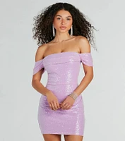 Paulina Sequin Off-The-Shoulder Party Dress