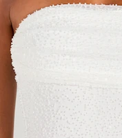 Lena Strapless Bodycon Beaded Mesh Mini Dress