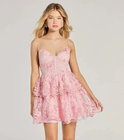 Andrea Corset Floral Embroidered A-Line Party Dress