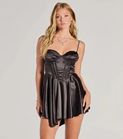 Stevie Bustier A-Line Satin Party Dress