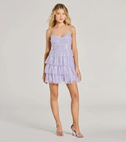 Jessica Corset Ruffled Sequin Tulle Party Dress