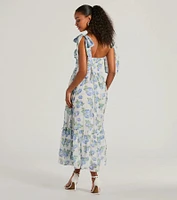 Clara Sweetheart Floral Chiffon Midi Formal Dress