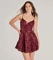 Mandee V-Neck Lace Skater Dress With Pockets