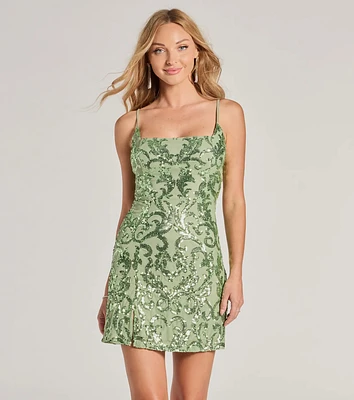 Adalynn Lace-Up Sequin Bodycon Mini Dress