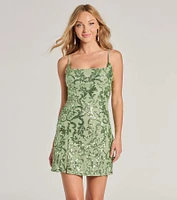 Adalynn Lace-Up Sequin Bodycon Mini Dress
