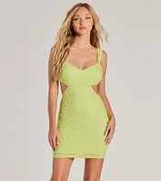 Penny Sequin Beaded Mesh Cutout Mini Dress