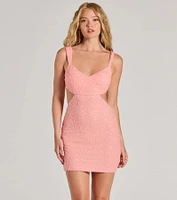 Penny Sequin Beaded Mesh Cutout Mini Dress