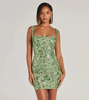 Aubree Lace-Up Sequin Party Dress