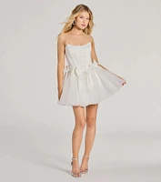 Jaimie Strapless Corset Bow A-Line Party Dress