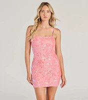 Tiana Open Back Floral Sequin Mini Dress