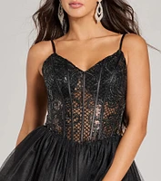 Delani Sequin Corset Tulle A-Line Party Dress