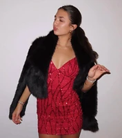 Hartley Lace-Up Sequin Mesh Bodycon Mini Dress