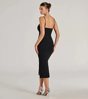 Jayleen Ruched Mesh Corset Midi Dress