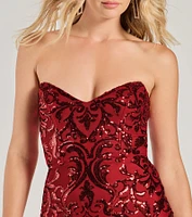 Lilian Sequin Strapless Lace-Up Mini Dress