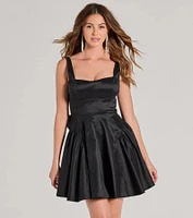 Brenda Low Back Bow Taffeta Skater Dress