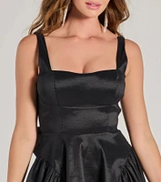 Brenda Low Back Bow Taffeta Skater Dress