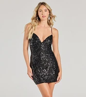 Tobi Lace-Up Bodycon Sequin Party Dress