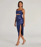 Seona Formal Satin Midi Dress