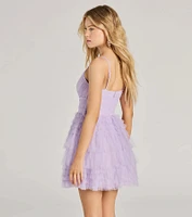 Katalina V-Neck Ruffle A-Line Party Dress