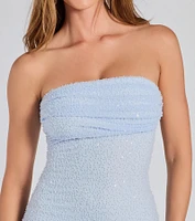 Lena Strapless Bodycon Beaded Mesh Mini Dress
