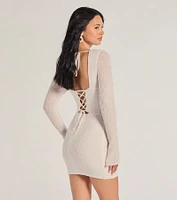 Breigh Beaded Lace-Up Mini Dress