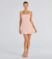 Clarice Sequin Beaded Lace A-Line Mini Dress